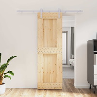 vidaXL Skjutdörr Naturlig och vit 70 x 210 cm Massiv furuträdörr