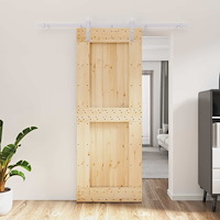 vidaXL Skjutdörr Naturlig och vit 80 x 210 cm Massiv furuträdörr