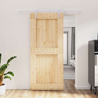 vidaXL Skjutdörr Naturlig och vit 90 x 210 cm Massiv furuträdörr