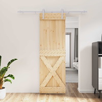vidaXL Skjutdörr Naturlig och vit 70 x 210 cm Massiv furuträdörr