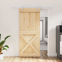 vidaXL Skjutdörr Naturlig och vit 90 x 210 cm Massiv furuträdörr
