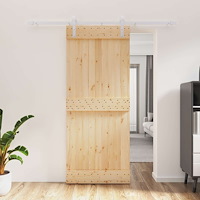 vidaXL Skjutdörr Naturlig och vit 85 x 210 cm Massiv furuträdörr