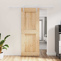 vidaXL Skjutdörr Naturlig och vit 80 x 210 cm Massiv furuträdörr
