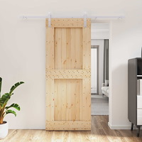 vidaXL Skjutdörr Naturlig och vit 85 x 210 cm Massiv furuträdörr