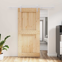 vidaXL Skjutdörr Naturlig och vit 95 x 210 cm Massiv furuträdörr