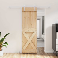 vidaXL Skjutdörr Naturlig och vit 70 x 210 cm Massiv furuträdörr