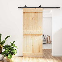 vidaXL Skjutdörr Naturlig och svart 85 x 210 cm Massiv furuträdörr