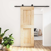 vidaXL Skjutdörr Naturlig och svart 70 x 210 cm Massiv furuträdörr