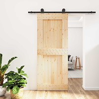 vidaXL Skjutdörr Naturlig och svart 85 x 210 cm Massiv furuträdörr
