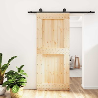 vidaXL Skjutdörr Naturlig och svart 90 x 210 cm Massiv furuträdörr