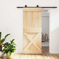 vidaXL Skjutdörr Naturlig och svart 85 x 210 cm Massiv furuträdörr