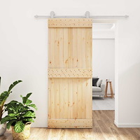 vidaXL Skjutdörr Naturlig och vit 85 x 210 cm Massiv furuträdörr