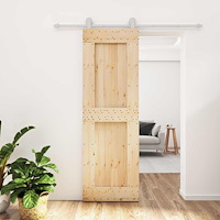 vidaXL Skjutdörr Naturlig och vit 70 x 210 cm Massiv furuträdörr
