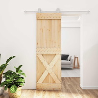 vidaXL Skjutdörr Naturlig och vit 70 x 210 cm Massiv furuträdörr