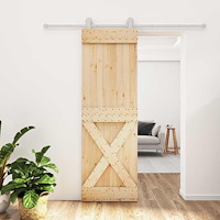 vidaXL Skjutdörr Naturlig och vit 70 x 210 cm Massiv furuträdörr