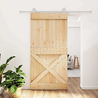 vidaXL Skjutdörr Naturlig och vit 100 x 210 cm Massiv furuträdörr