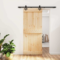 vidaXL Skjutdörr Naturlig och svart 85 x 210 cm Massiv furuträdörr