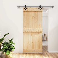 vidaXL Skjutdörr Naturlig och svart 90 x 210 cm Massiv furuträdörr