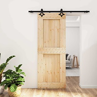 vidaXL Skjutdörr Naturlig och svart 80 x 210 cm Massiv furuträdörr