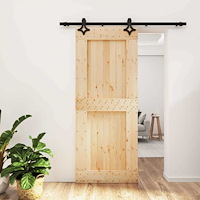 vidaXL Skjutdörr Naturlig och svart 85 x 210 cm Massiv furuträdörr