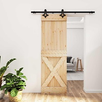 vidaXL Skjutdörr Naturlig och svart 70 x 210 cm Massiv furuträdörr