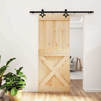 vidaXL Skjutdörr Naturlig och svart 85 x 210 cm Massiv furuträdörr