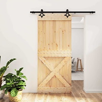 vidaXL Skjutdörr Naturlig och svart 90 x 210 cm Massiv furuträdörr