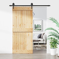 vidaXL Skjutdörr Naturlig och svart 90 x 210 cm Massiv furuträdörr