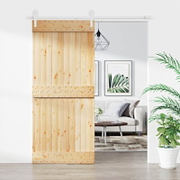 vidaXL Skjutdörr Naturlig och vit 90 x 210 cm Massiv furuträdörr