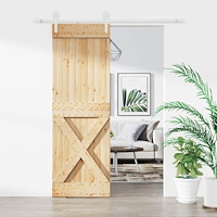 vidaXL Skjutdörr Naturlig och vit 70 x 210 cm Massiv furuträdörr