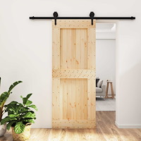 vidaXL Skjutdörr Naturlig och svart 85 x 210 cm Massiv furuträdörr