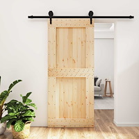 vidaXL Skjutdörr Naturlig och svart 90 x 210 cm Massiv furuträdörr