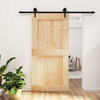 vidaXL Skjutdörr Naturlig och svart 100 x 210 cm Massiv furuträdörr
