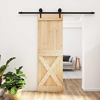 vidaXL Skjutdörr Naturlig och svart 70 x 210 cm Massiv furuträdörr