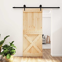 vidaXL Skjutdörr Naturlig och svart 85 x 210 cm Massiv furuträdörr
