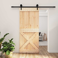 vidaXL Skjutdörr Naturlig och svart 90 x 210 cm Massiv furuträdörr