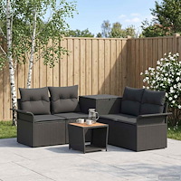 vidaXL Soffset 6 st Svart Poly Rattan och stål