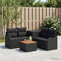 vidaXL Soffset 6 st Svart Poly Rattan och stål