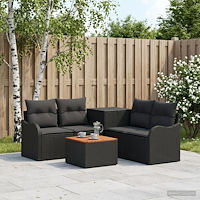 vidaXL Soffset 6 st Svart Poly Rattan och stål