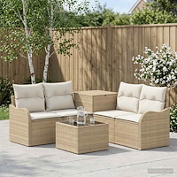 vidaXL Soffset 6 st Beige och krämvit Poly Rattan och stål