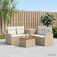 vidaXL Soffset 6 st Beige och krämvit Poly Rattan och stål