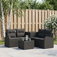vidaXL Soffset 6 st Svart Poly Rattan och stål