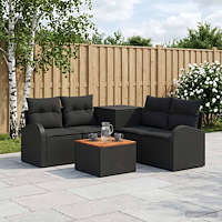 vidaXL Soffset 6 st Svart Poly Rattan och stål