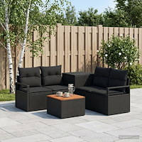 vidaXL Soffset 6 st Svart Poly Rattan och stål
