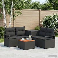 vidaXL Soffset 6 st Svart Poly Rattan och stål