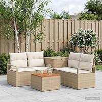 vidaXL Soffset 6 st Beige och krämvit Poly Rattan och stål