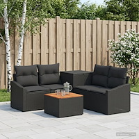 vidaXL Soffset 6 st Svart Poly Rattan och stål