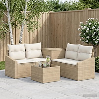 vidaXL Soffset 6 st Beige och krämvit Poly Rattan och stål