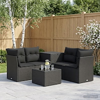 vidaXL Soffset 6 st Svart Poly Rattan och stål
