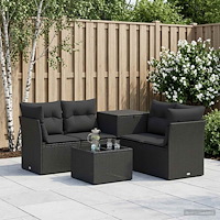 vidaXL Soffset 6 st Svart Poly Rattan och stål